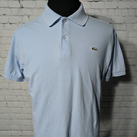 Vintage LACOSTE Small Logo Polo Shirt Top Pale Blu - Picture 1 of 5